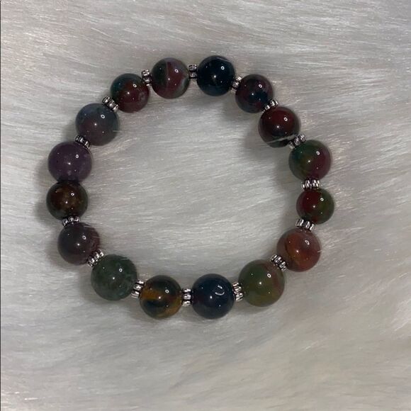New Indian Agate Stretch Bracelet - Picture 4 of 8
